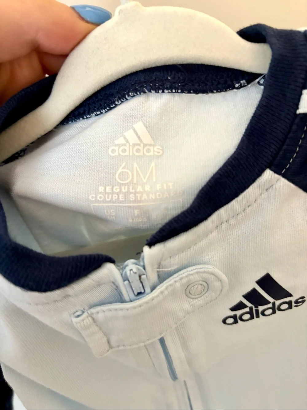 adidas Light Blue and Navy Footed One-Piece